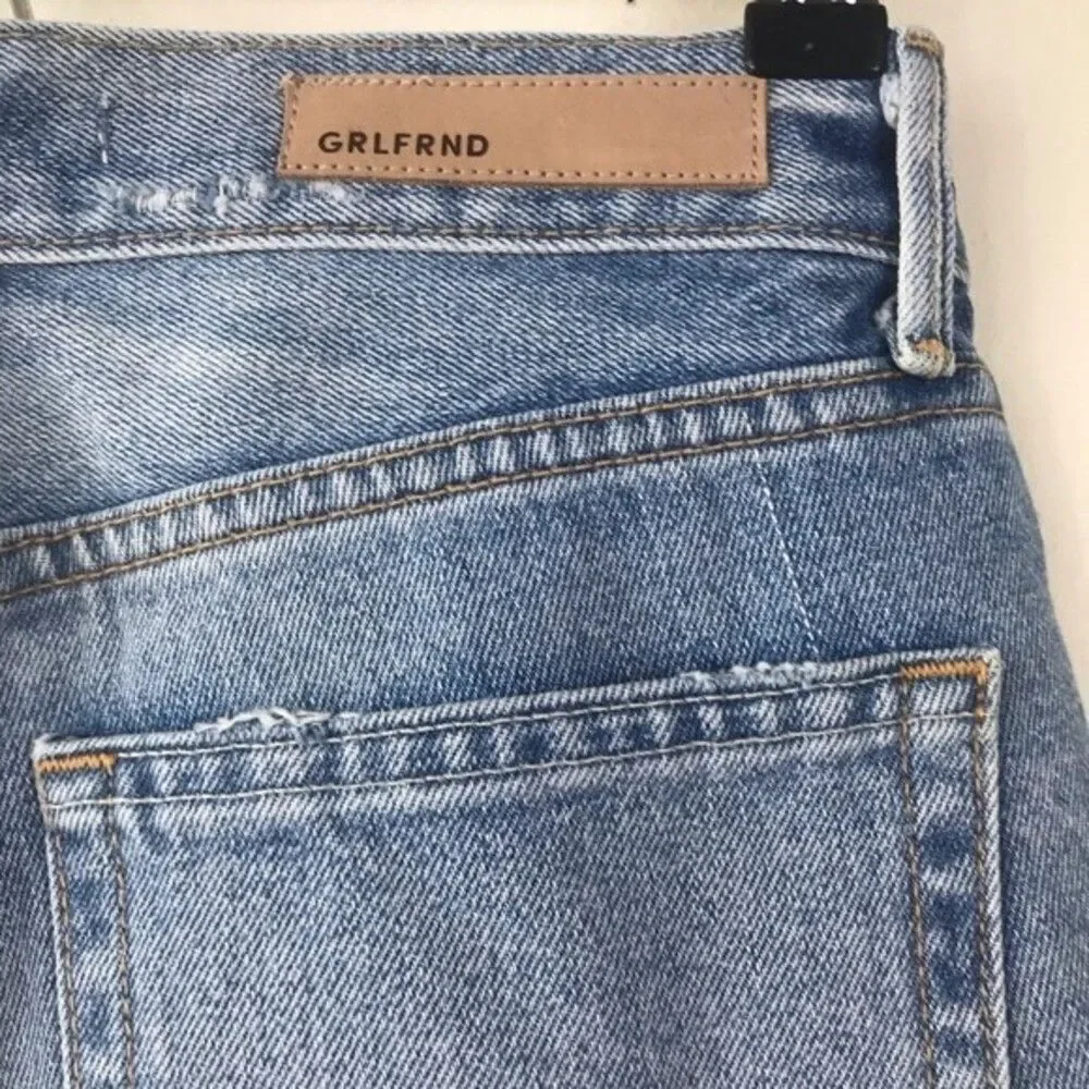Grlfrnd Beverly One For The Road Denim Long Bermuda Boyfriend Jean Shorts 26